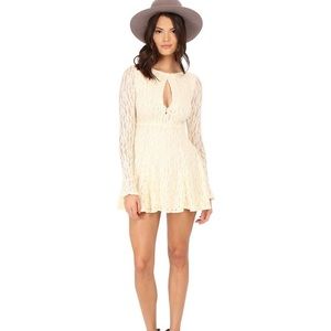 FREE PEOPLE Cream Lace Long Sleeve Boho Dress